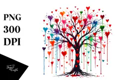 Colorful Simple Tree with Blood and Hearts PNG Product Image 1