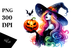 Witch Dressed for Halloween, Transparent PNG Product Image 1