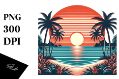Retro Beach Sunset Tshirt PNG Product Image 1