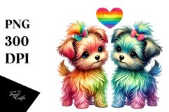 Cute Rainbow Yorkipoo Holding Heart PNG Product Image 1