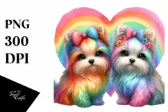 Watercolor Cute Rainbow Yorkipoo PNG Product Image 1