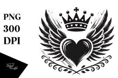 Heart with Wings and Crown PNG Product Image 1