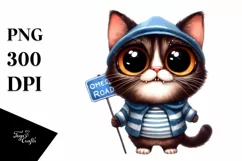 Expressive Cat with Big Eyes and Phishing Road Product Image 1