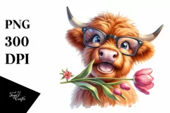 Highland Cow es Sublimation Clipart Product Image 1