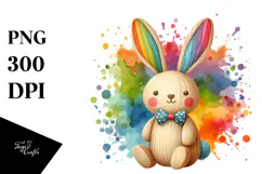 colorful Wooden Bunny, PNG Product Image 1