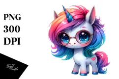 Cute Unicorn with Cool Haircut, PNG Product Image 1