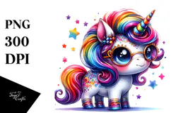 Cute Unicorn with Cool Haircut, PNG Product Image 1