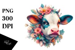 Baby Cow in Polish Manor, Watercolor PNG Product Image 1