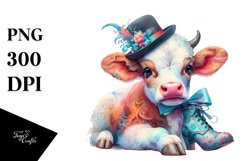 Colorful Baby Cow PNG Product Image 3