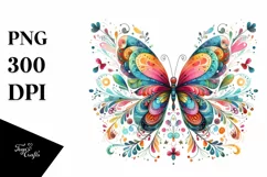 Colorfull Wimsical Butterfly | Sublimation Clipart Product Image 1