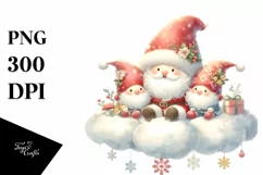 santa with Gnomes on Cloud Pastel PNG Product Image 1