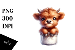 Cute Baby Highland Cow in Jar | Sublimation | Clipart Product Image 1