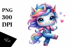 Modest Unicorn Dancing in Jeans PNG Product Image 1
