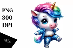 Modest Unicorn Dancing in Jeans PNG Product Image 3