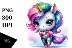Modest Unicorn Dancing in Jeans PNG Product Image 3