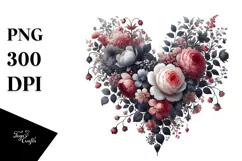 Floral Heart Digital Painting PNG Product Image 1