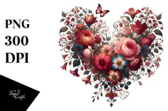 Floral Heart Digital Painting PNG Product Image 1