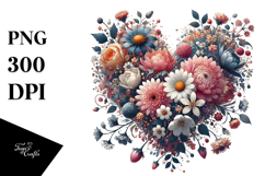 Digital Floral Heart, PNG Product Image 1