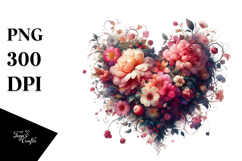 Digital Floral Heart, PNG Product Image 1