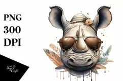 Funny Rhino Smiling Sunglasses | Sublimation | Clipart Product Image 1