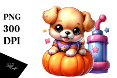 Simple Vibrant Drawing of Baby Dog | Sublimation | Clipart Product Image 1