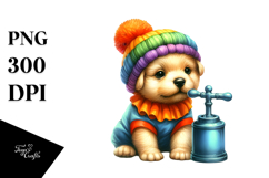 Simple Vibrant Drawing of Baby Dog | Sublimation | Clipart Product Image 1