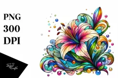 Colorful Stained Lily Watercolor Clipart Product Image 3