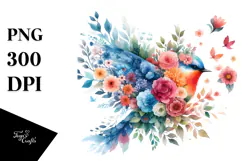 Colorful Half Flower Butterfly Painting, PNG Product Image 1