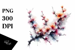 Cherry Blossom Watercolor Clipart Product Image 3