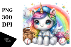 Pastel Baby Unicorn with Baseball Equipment | Sublimation | Product Image 1