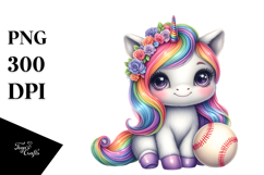 Pastel Baby Unicorn with Baseball Equipment | Sublimation | Product Image 1