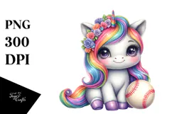 Pastel Baby Unicorn with Baseball Equipment | Sublimation | Product Image 1