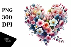 Heart Spring Flowers Colorful Vibrant Art Watercolor Product Image 1