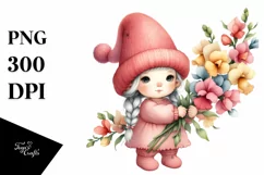 Baby Gnome with Impatiens Floral Frame Product Image 1