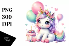 Cute Pastel Baby Unicorn Balloons Clipart Product Image 1