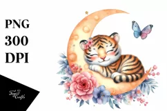 Colorful Baby Tiger Moon | Clipart Product Image 1