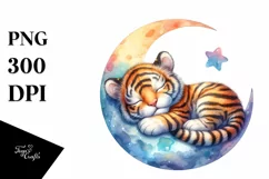 Colorful Baby Tiger Moon | Clipart Product Image 1