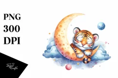Colorful Baby Tiger Moon | Clipart Product Image 1