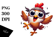 Goofy Cartoon Chicken with es PNG Product Image 1