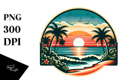 Retro Tropical Beach Sunset, 20 oz Tumbler Product Image 1