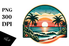 Retro Tropical Beach Sunset, 20 oz Tumbler Product Image 1