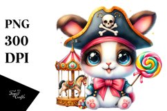 Goofy Baby Bunny with Lollipop, Vibrant PNG Product Image 1