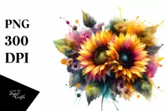 Vibrant Sunflower Bouquet Watercolor Clipart Product Image 3