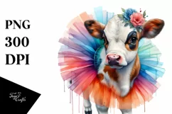 Colorful Tutu Cow PNG Product Image 1