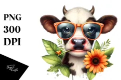 Funny Cow with Sunglasses PNG Product Image 1