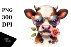 Funny Cow with Sunglasses PNG Product Image 1