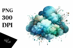 Colorful Cyan Watercolor Cloud with Metallic Insertions Product Image 3