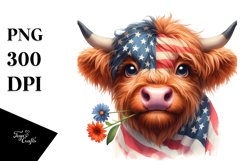 Bored Highland Cow with Flower | Sublimation | Clipart Product Image 3