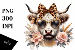 Elegant Highland Cow Animal Print | Clipart Product Image 3