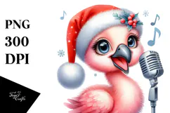 Baby Flamingo with Singer Look PNG Product Image 1